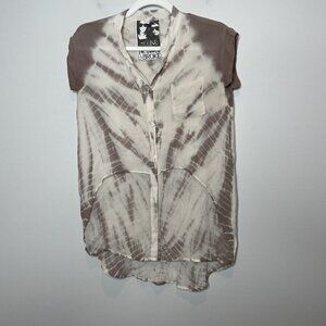 Young Fabulous & Broke Neutral Tie Dye Lightweight Short Sleeve Blouse Size XS